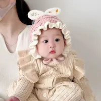 婴儿帽子秋冬季女宝宝可爱超萌冬天公主帽针织毛线保暖防风套头帽