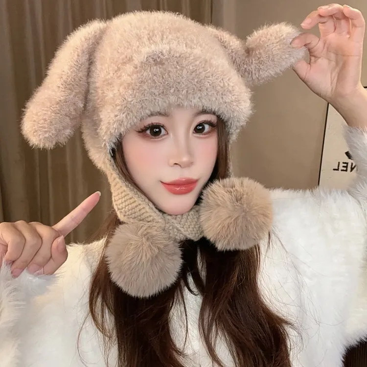 森系针织帽雷锋帽冬季中国风帽子保暖帽冬天绒帽防风