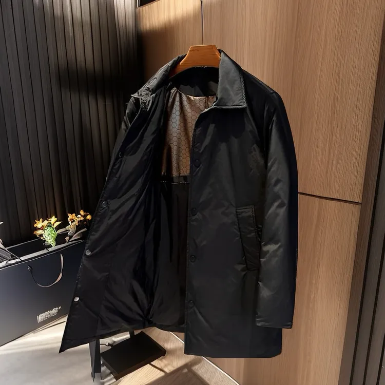 高档中长款羽绒服男款爆款2024新款冬季经典商务休闲外套男美式