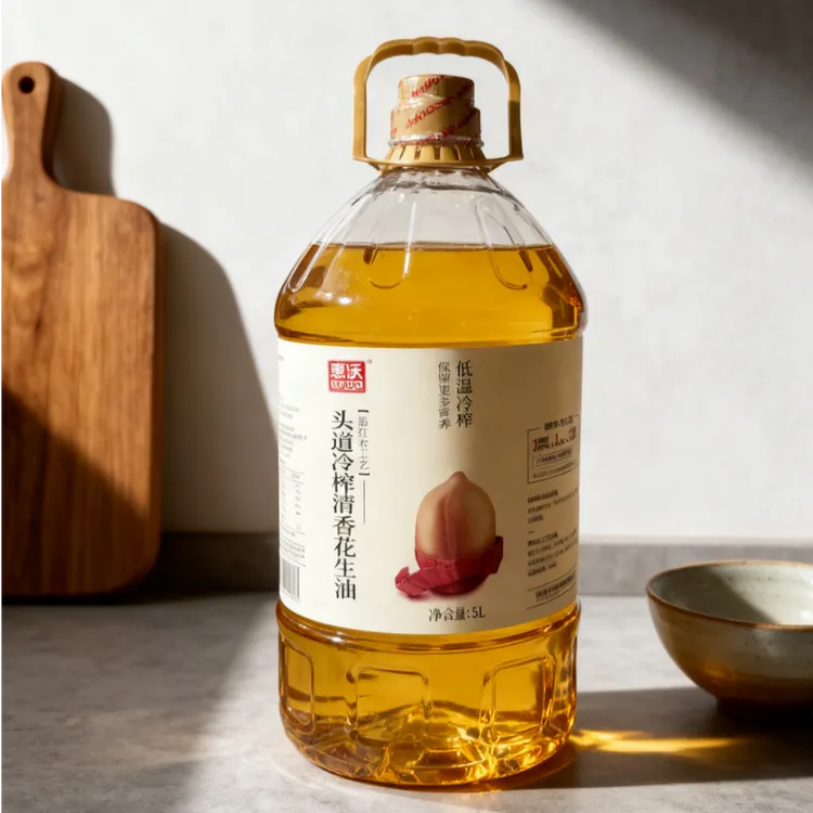 惠沃出口级品质头道花生油物理压榨脱皮低温小榨浓香桶装花生油