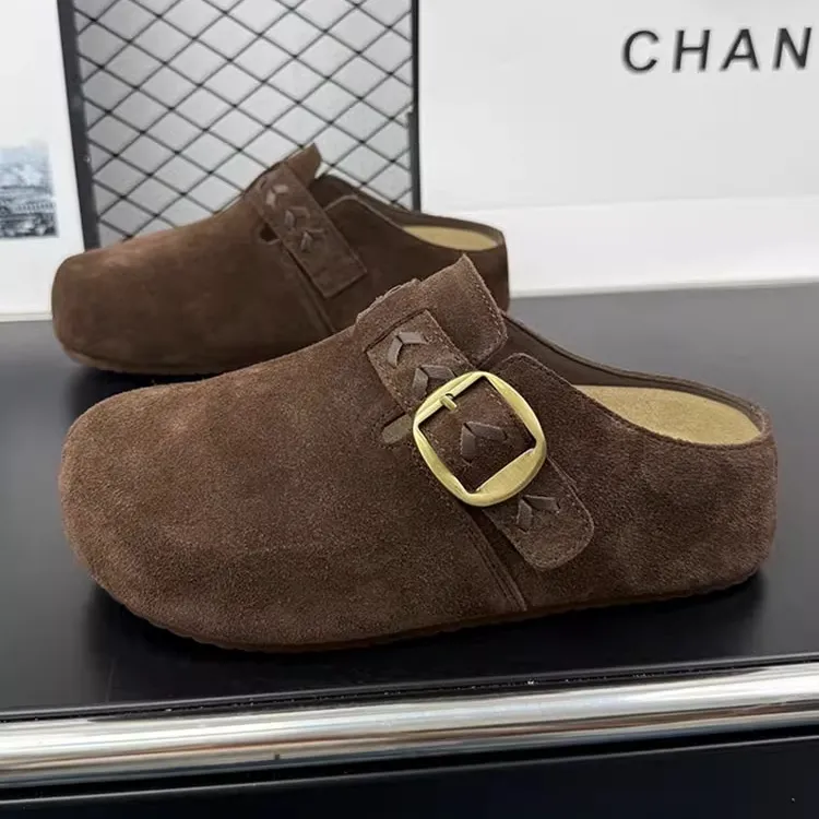 厚底百搭软底包头拖鞋女2025秋季新款外穿勃肯半拖防滑不累脚单鞋