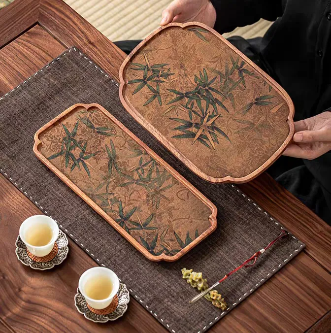 胡桃木干泡茶盘桌面专用茶盘中式新款茶垫防水家用复古实木茶具