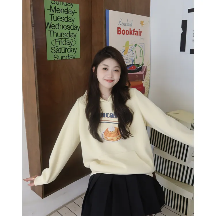 裂渡宣宣【甜品站】微胖大码女秋百搭显瘦甜品系列连帽卫衣ZY507A73