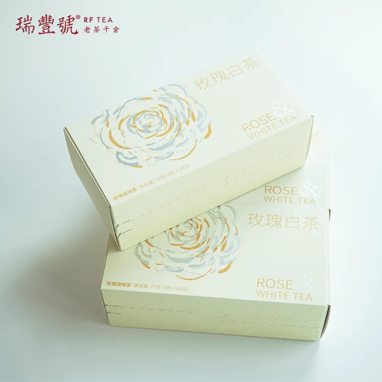 瑞丰号「玫瑰白茶」当季新疆大马士革玫瑰福鼎老白茶花型小饼72g