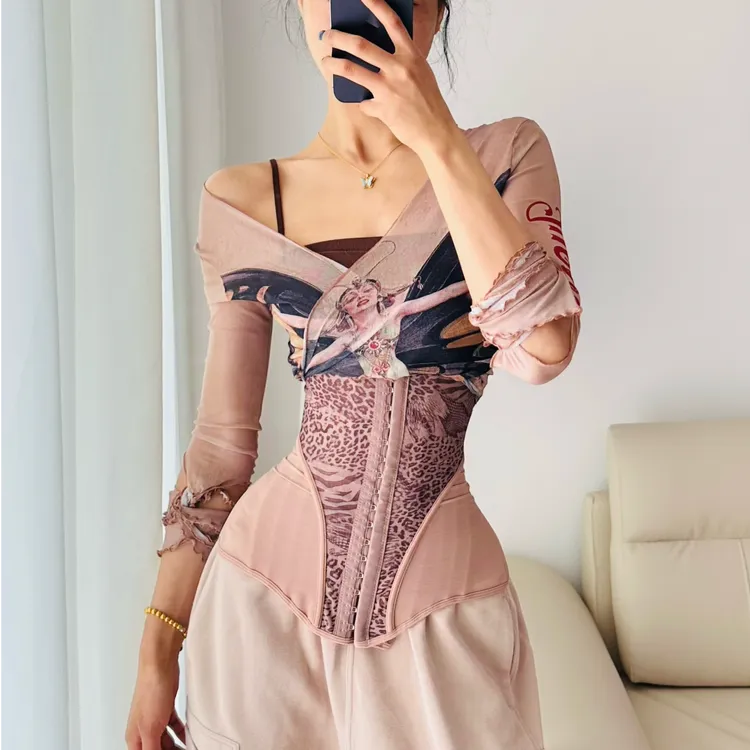 新品25骨春夏薄款网纱限量蛇纹豹纹限量高端护腰透气强加压束腰带
