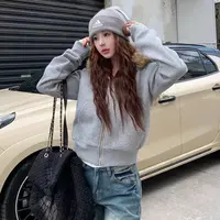 美式复古可拆卸毛领连帽卫衣女秋冬新款显瘦开衫外套8261