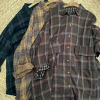 100%纯棉双层棉纱文艺复古AB面大版格子衬衫