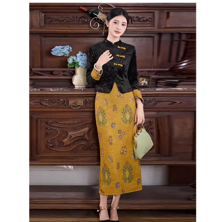 1033-绝美新中式国风假两件气质改良加绒旗袍