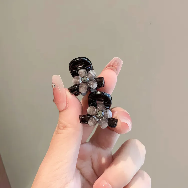 水钻花朵迷你小抓夹女公主头编发发夹前额侧边刘海夹发卡夹子头饰