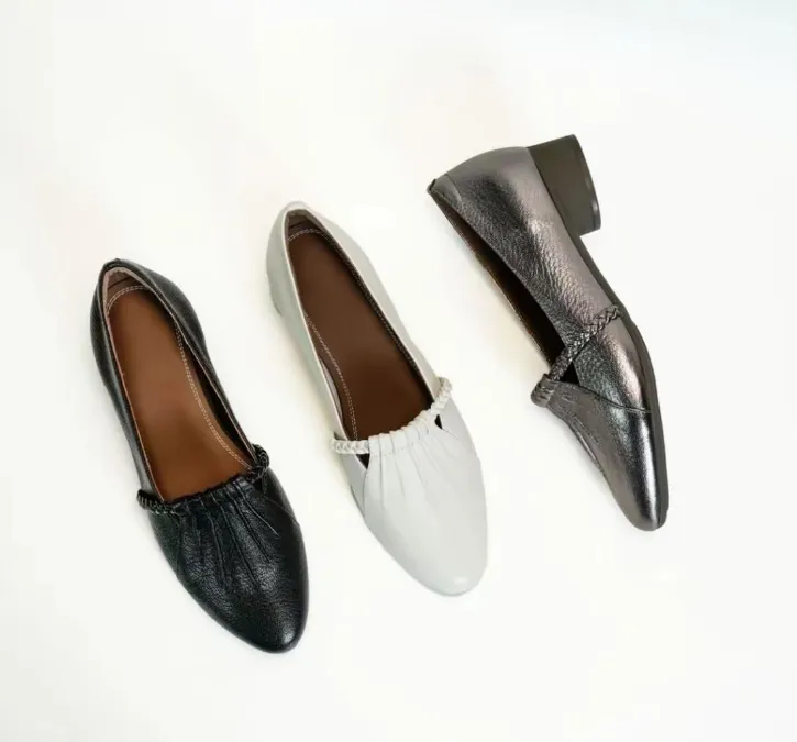 【品牌力荐】浅口夏季透气尖头低跟单鞋女新款百搭粗跟软底5358