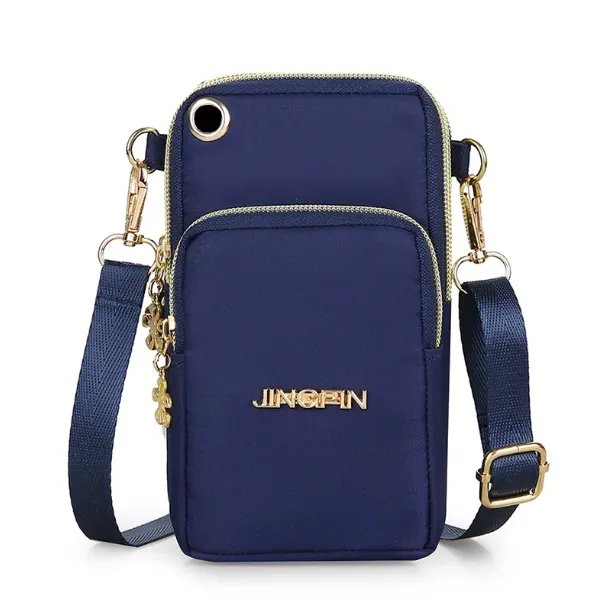 三层手机斜跨包单肩包零钱包户外运动手臂包大屏手机袋尼龙布包