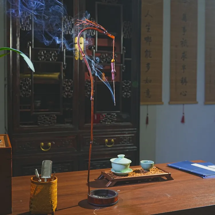 【龙挂香】手工竹制龙挂香架倒挂香座线香香插茶室精美摆件
