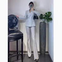 2534高级感职业装气场强大女总裁气质满身烫钻西装微喇裤两件套女