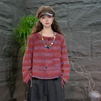 【条纹休闲卫衣】秋款女装长袖百搭卫衣显瘦大码宽松复古上衣