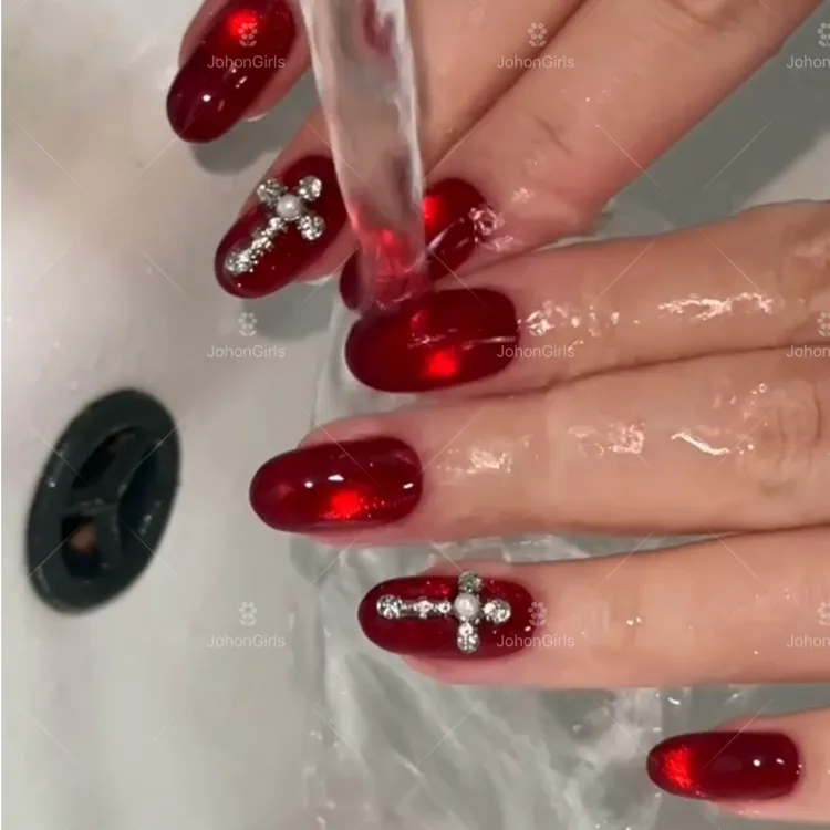 JohonGirls'/琴岛小嫚【红月守望】纯手工穿戴美甲片显白猫眼高级感