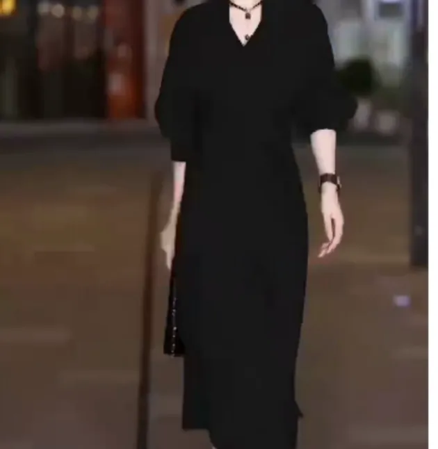 大绝美黑色风衣式连衣裙春装女2025年新款法式高级感长现货知