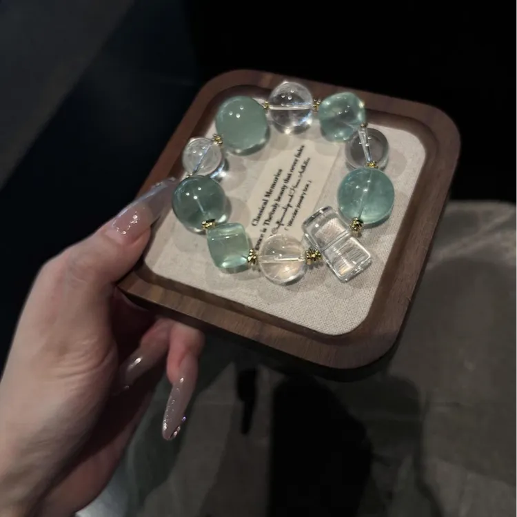 铜合金手链 透色手链绿色单圈女款手串送闺蜜礼物显白手链百搭款.