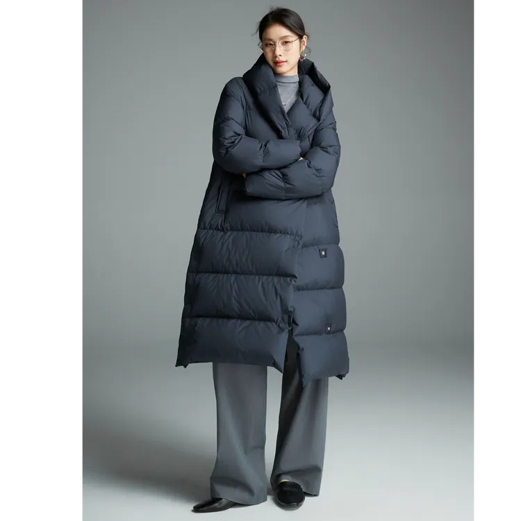 初棉11.13【凯莉】90白鹅绒轻量化连帽宽松羽绒服过膝长款346615023