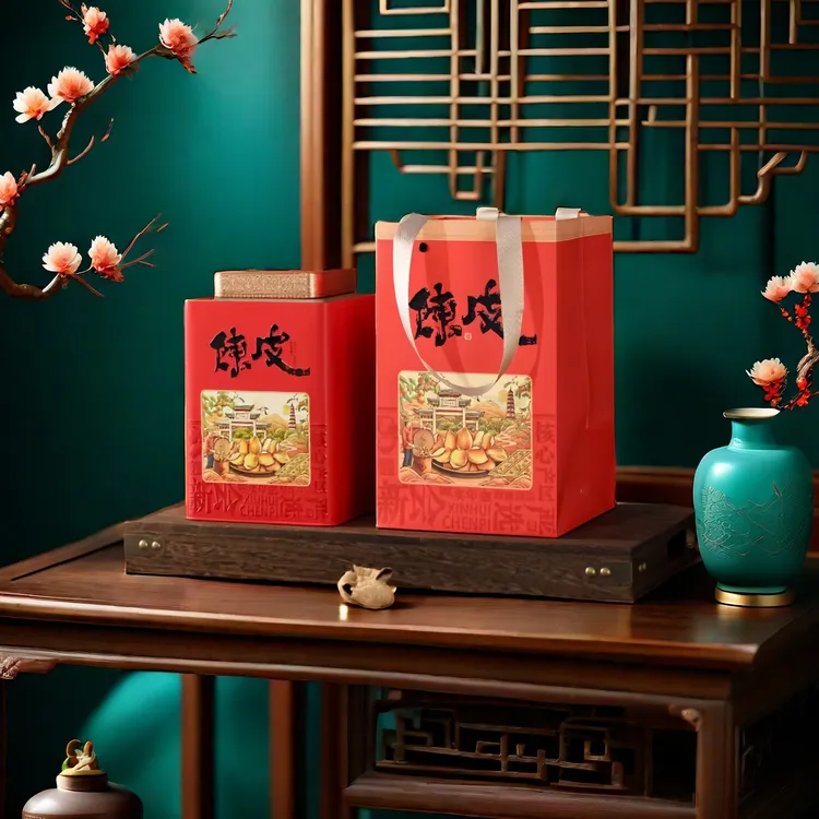 （2019年新会陈皮）铁罐装一线产区老树生晒干仓大红老陈皮200克*2