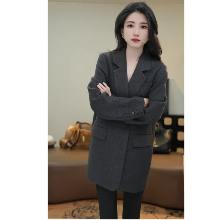 小乖逃休闲轻奢深灰色西装正肩羊细毛西装西服百搭款N95187