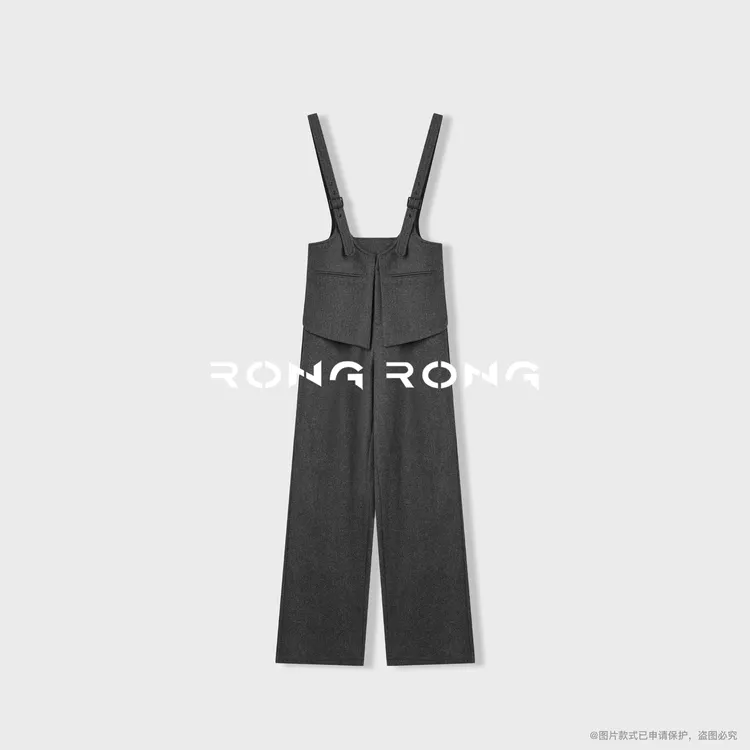 溶溶【松弛灰渡】RONGRONG 绵羊毛混纺马甲贴片松弛感连体裤25802RR