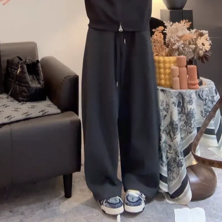 冬季新款“加厚加绒”百搭时尚休闲松紧腰纯色卫裤LK2508387