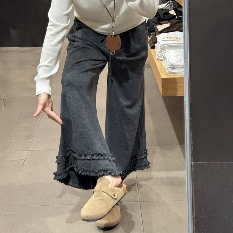 深灰色慵懒感高腰直筒阔腿裤女秋季大码梨型身材遮胯显瘦休闲裤子