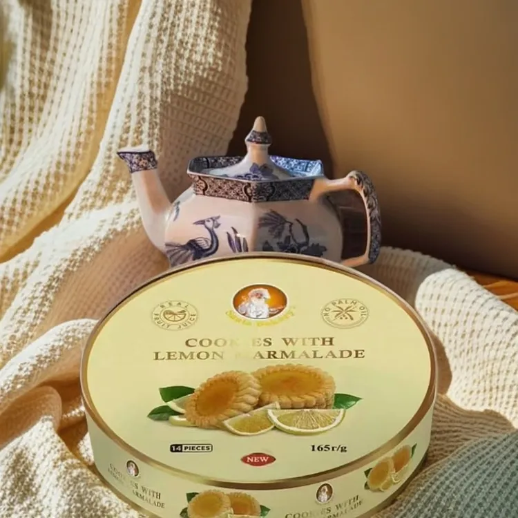 俄罗斯进口巧力莲牌柠檬果酱沙棘蓝莓果酱味曲奇饼干
