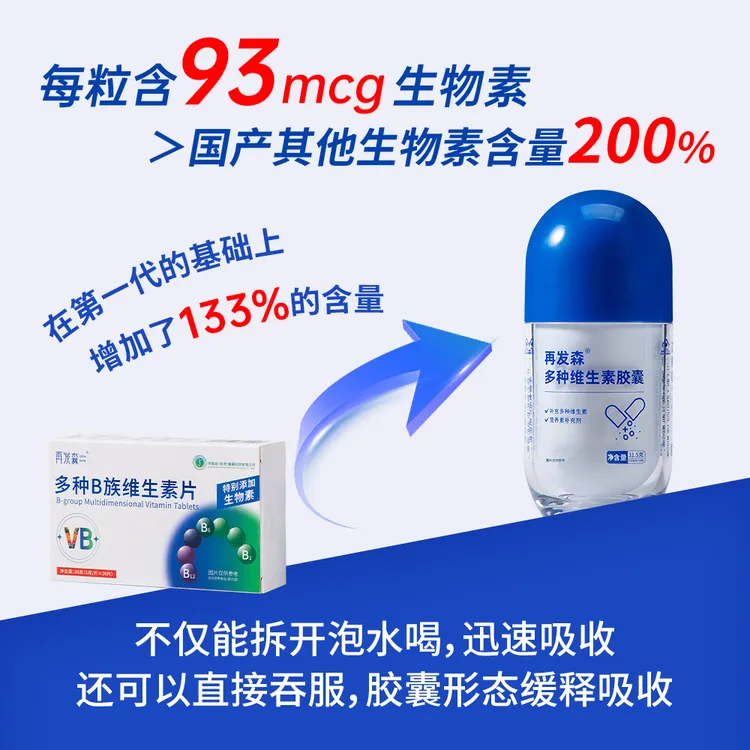 再发森【胶囊款】维生素B族营养生物素维生素B6烟酸叶酸维生素C胶囊