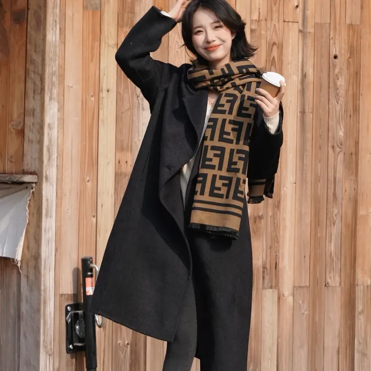 街头风中长款宽松型长款羊毛呢外套呢子毛呢女装女士显瘦气质时尚