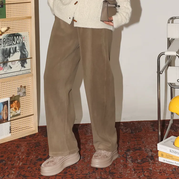 PENNYPENG 饼干裤 双面柔软亲肤颗粒绒保暖轻盈松紧腰宽松长裤