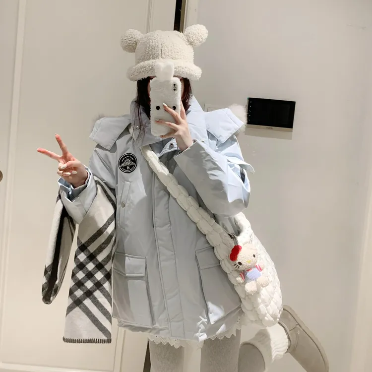 冰岛极夜大毛领派克服外套女2025新款冬装棉服小个子加厚工装棉衣