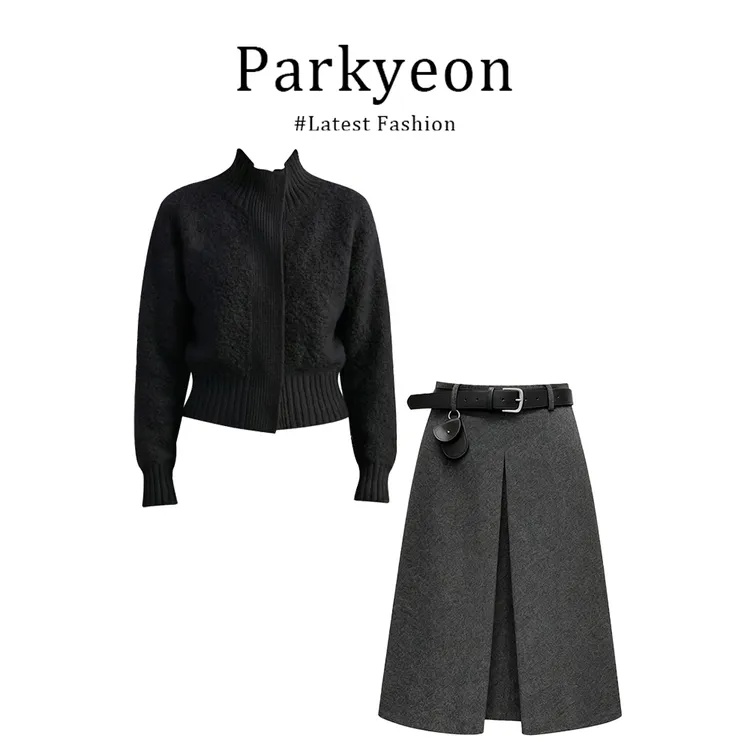 MARIE.COCO新款韩系职场风针织衫毛衣开衫上衣搭半身裙女气质套装