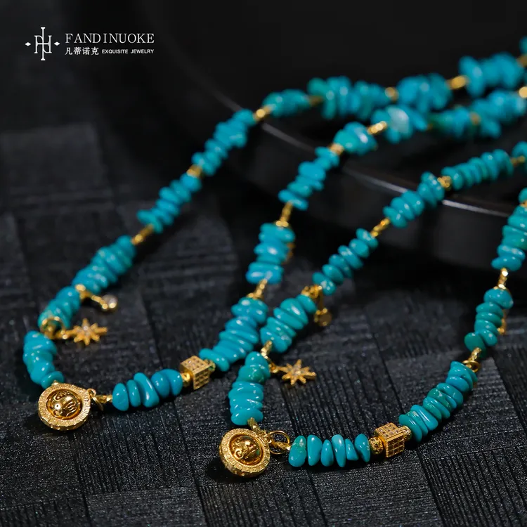 【加加专属】4  MJ34260-绿松石随形设计款项链-多样性发一件-3mm