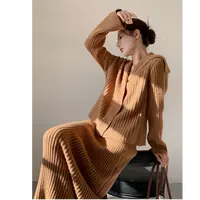 法式慵懒风套装2025秋冬新款时尚针织开衫上衣毛衣半身裙两件套潮