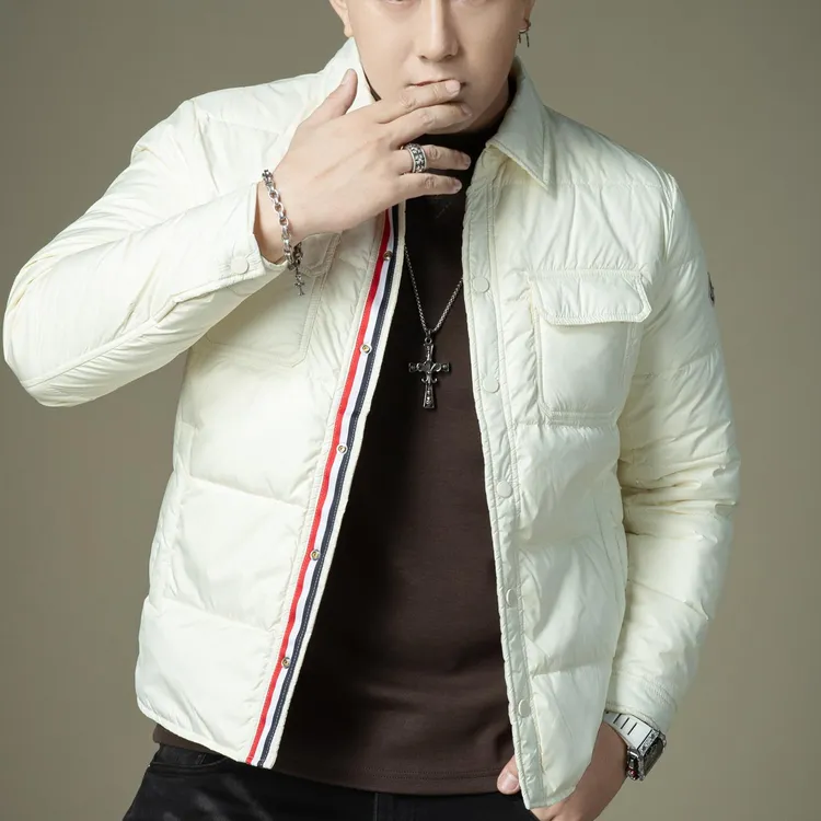 2025新款冬季男士潮流欧洲站男士轻薄羽绒服填充白鸭绒防寒服保暖
