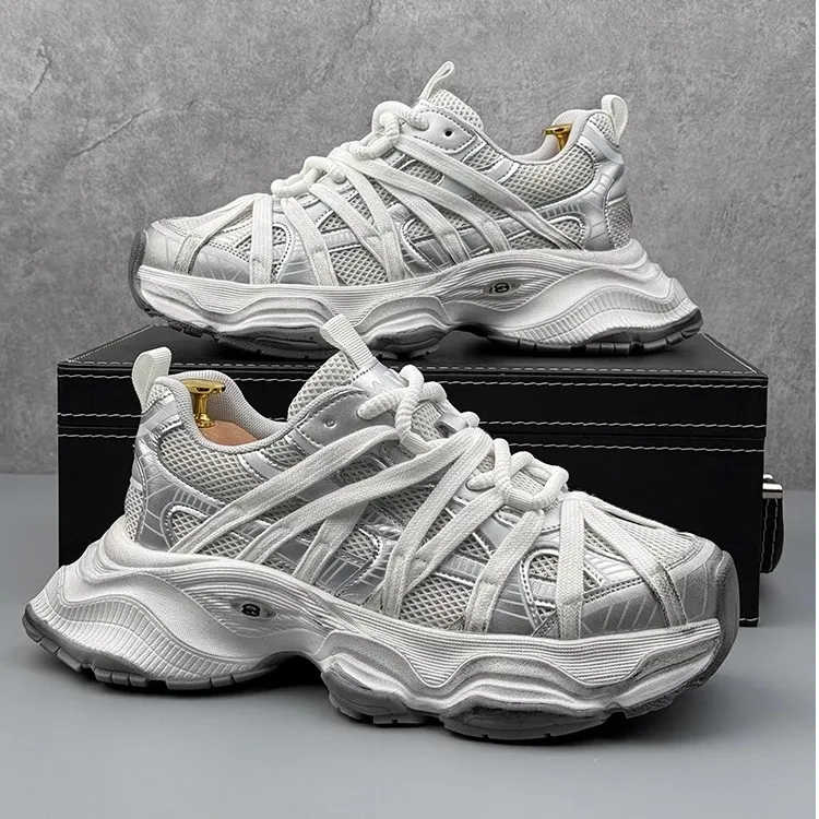 老爹鞋男2025秋季小众设计网面透气潮鞋厚底增高休闲百搭运动网鞋