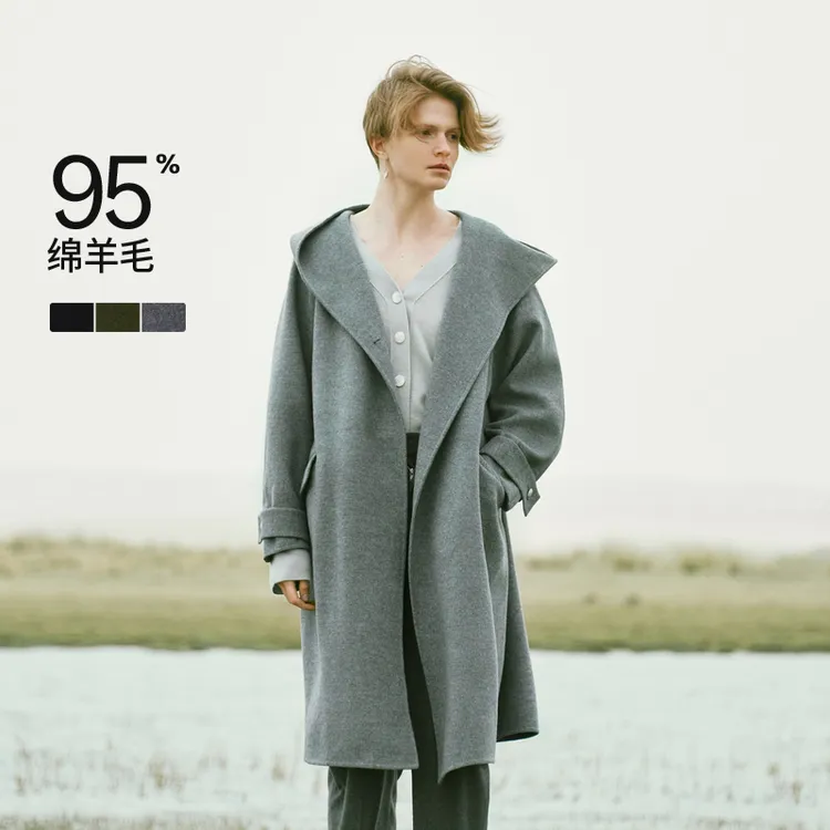 【0压系列】LESS冬季双面呢大衣女绵羊毛休闲长款外套2N0811170