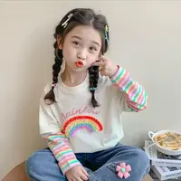 女童长袖t恤欧若风2025春季新款女孩宝宝洋气春秋款上衣春装上衣T