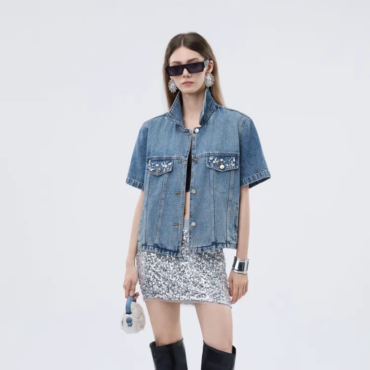 星空亮片弹力网纱胸衣半裙多种穿着方式银色珠片半身裙