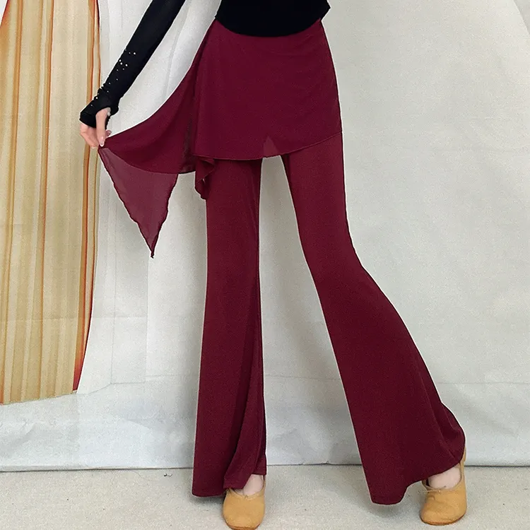 舞后现代舞蹈服女高腰飘带宽松阔腿裤成人古典舞练功形体裤子