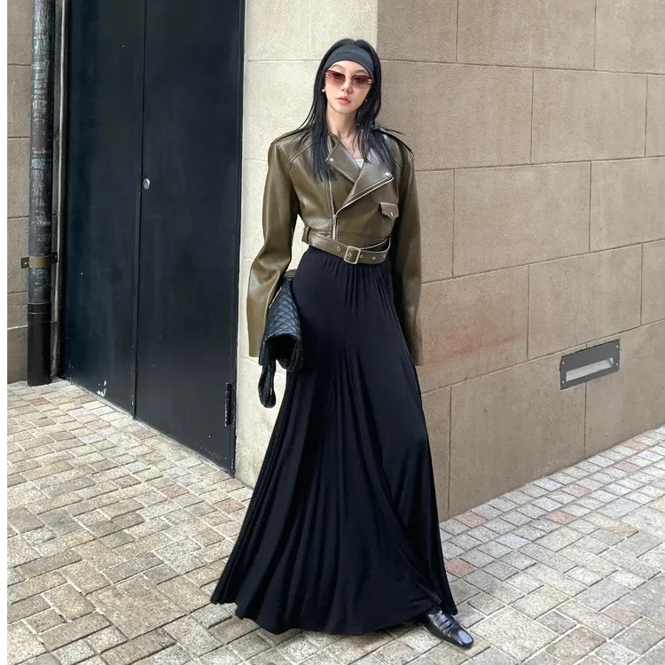 2025早春新款时尚外套气质显瘦洋气休闲百搭长袖皮衣外套辣妹上衣