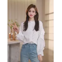 【Shaw Eleven】2025年秋女装新款木耳边棉布绣花精致长袖衬衫26393