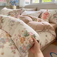 花期如梦 纯棉斜纹标准加大四件套亲肤柔软（鹿）