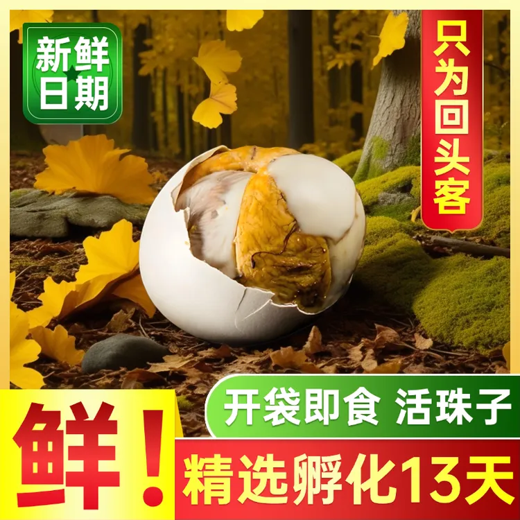 新鲜13天正宗活珠子五香开袋即食香辣味钢化蛋真空营养鸡胚蛋