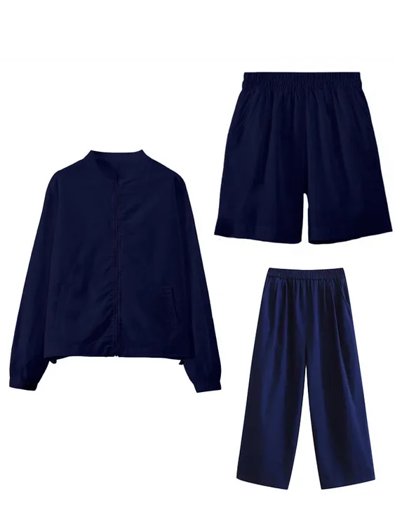 简约丨亚麻外套短裤新品宽松百搭长袖套装66168+26238