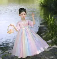 【宇娃娃】梦蝶汉服中国风公主风民族2025春秋裙子古装女童公主裙