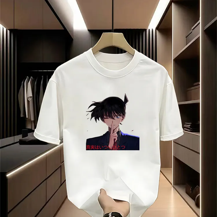 原点 工藤新一T恤重磅纯棉个性创意国潮短袖高级百搭青年潮服上衣