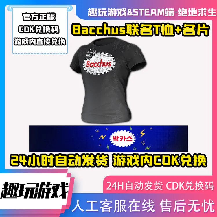 Steam绝地求生PUBG巴克斯Bacchus饮料联名T恤名片铭牌韩国CDK