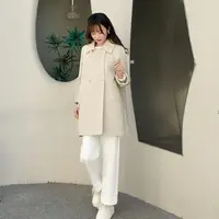  小个子双面羊毛大衣纯色简约百搭中长款通勤休闲外套时尚 9801 